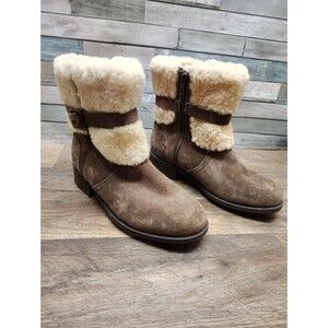 UGG Bayre II Taupe Water Resistant Suede Winter Boots Shearling Lining Cuff Sz.8